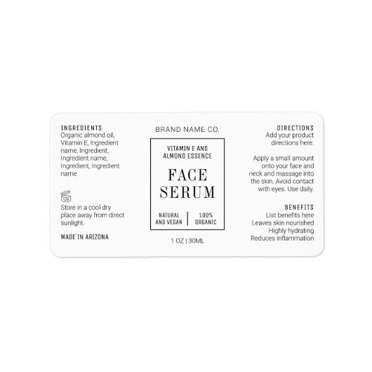 Étiquette Modern Simple 1 OZ 30ML Dropper Bottle Label (Devant)