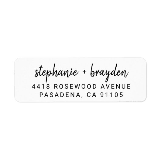 Étiquette Modern Simple Script Nom Mariage Adresse de retour (Devant)