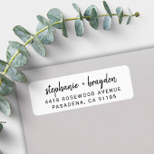 Étiquette Modern Simple Script Nom Mariage Adresse de retour