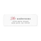 Étiquette Modern Simple Typographie Adresse de retour (Devant)