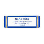 Étiquette Modern Stripes Royal Blue et Gold Adresse de retou (Devant)