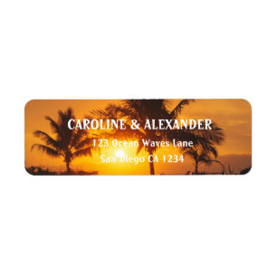 Étiquette Modern Sunset Ocean Tropical Beach Adresse de reto