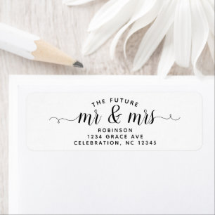 Étiquette Modern The Future M. & Mme Mariage Retour Adresse