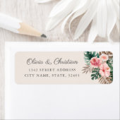 Étiquette Modern Tropical Watercolor Mariage Adresse de reto (En situation)