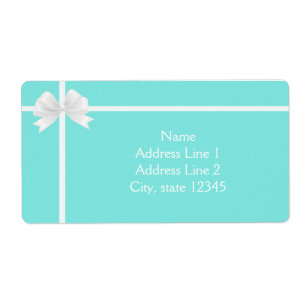 Étiquette Modern Turquoise Blue Diamond Bow Box Elegant