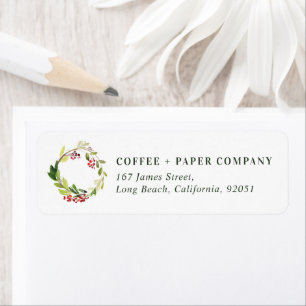 Étiquette modern watercolor wreath modern holiday label
