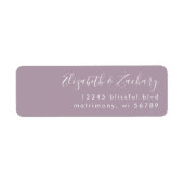 Étiquette Modern White Script Dusty Lavender Adresse de reto (Devant)