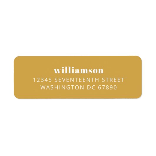 Étiquette Modern Yellow Simple Nom Adresse de retour (Devant)