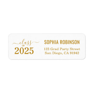 Étiquette Moderne 2025 Gold Script Typographie Graduation