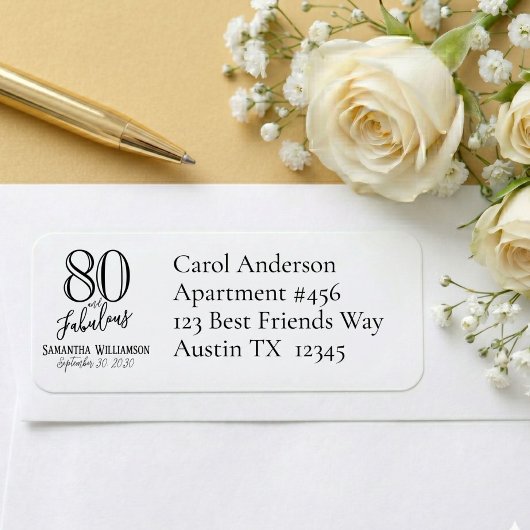 Étiquette Moderne 80 ans et Fabuleux Nom Date Anniversaire