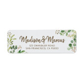 Étiquette Moderne Aquarelle Foliing Mariage Adresse de retou (Devant)