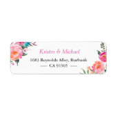 Étiquette Moderne Aquarelle Fuchsia Rose Jardin Floral (Devant)