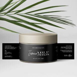 Étiquette moderne Black Blanc Bain Corps Jar Wrapp