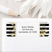 Étiquette Moderne Black Gold Botanique Glamor Chic Mariage (En situation)