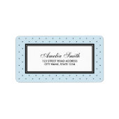 Étiquette Moderne bleu avec Classic Black Polka Adresse numé (Devant)