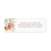 Étiquette Moderne Bohème Terre Cuite et Fleurs Bla (Devant)