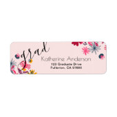 Étiquette Moderne Boho rose Floral Graduation (Devant)