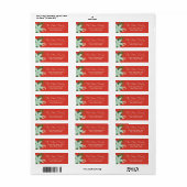 Étiquette Moderne Bold Rouge Floral Joyeux Noël adresse (Feuille entière)
