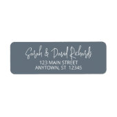 Étiquette Moderne Calligraphique Dusty Blue Adresse de retou (Devant)