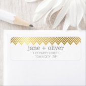 ÉTIQUETTE MODERNE chevron motif mignon feuille or  (En situation)