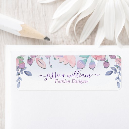 Étiquette Moderne Chic Aquarelle Bleu Hydrangée Florale (En situation)