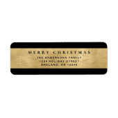 Étiquette Moderne Chic Noir et Faux Or Joyeux Noël (Devant)