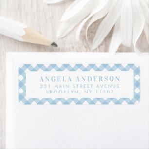 Étiquette Moderne Chic Pastel Dusty Blue En vichy Plaid Chec