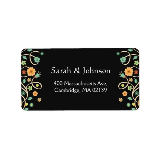 Étiquette Moderne Classé Noir élégant Nature tourbillon Flor (Devant)