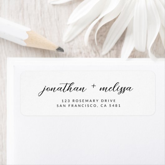 Étiquette Moderne classique calligraphie Script Mariage Adre (En situation)