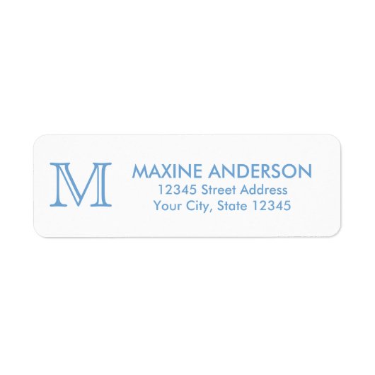 Étiquette Moderne classique élégant chic Dusty bleu monogram (Devant)