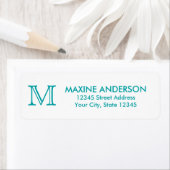 Étiquette Moderne classique élégant chic Turquoise Monogramm (En situation)