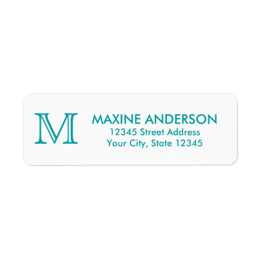 Étiquette Moderne classique élégant chic Turquoise Monogramm (Devant)