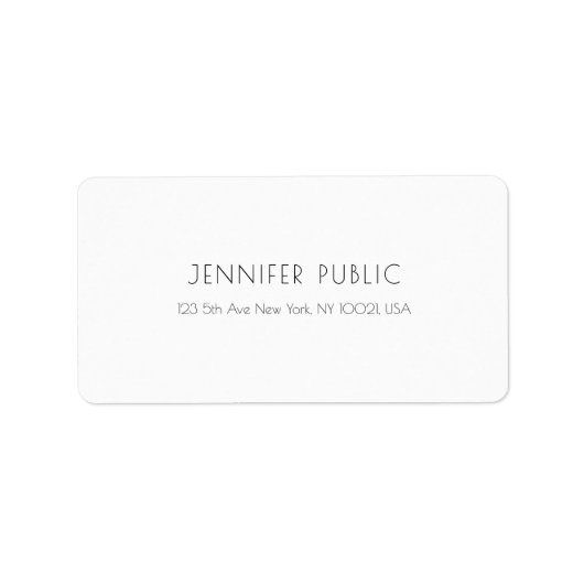 Étiquette Moderne Classique Simple Modèle Blanc Professionne (Devant)