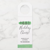 Étiquette moderne de bouteille de Noël d'aquarelle (Devant)