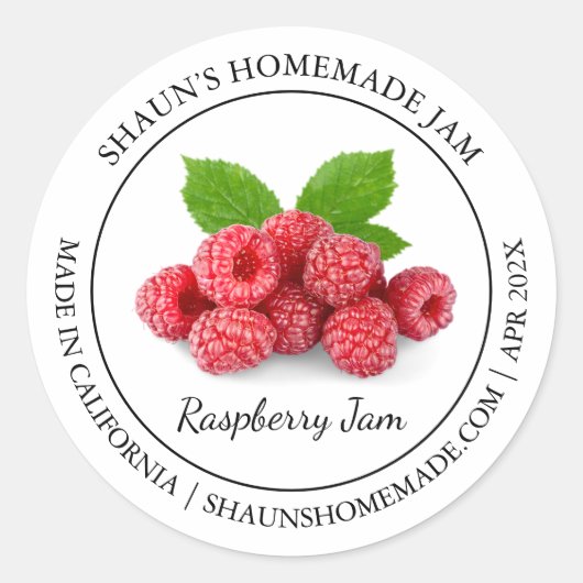 Étiquette moderne de confiture de framboise (Devant)