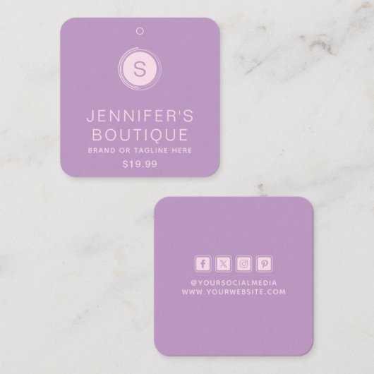Étiquette Moderne de Marque de Luxe en Rose Lilas (Devant / Derrière)