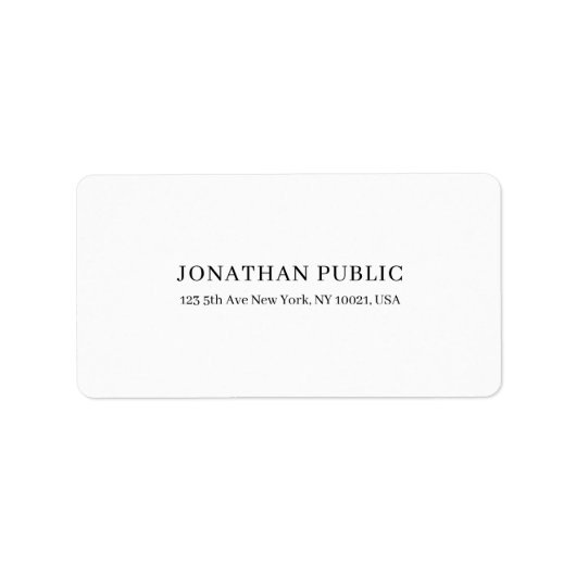 Étiquette Moderne Design élégant Design simple Chic Blanc Pl (Devant)