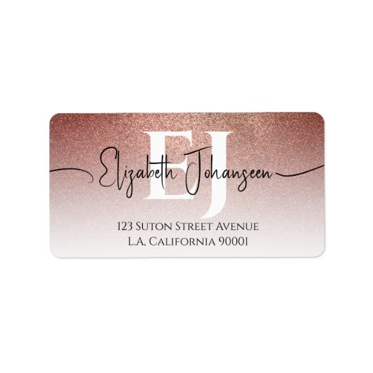Étiquette Moderne Design Rose Parties scintillant Or Ombre M (Devant)