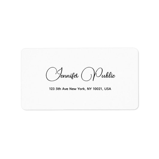 Étiquette Moderne Elegant Blanc Simple Modèle Adresse (Devant)
