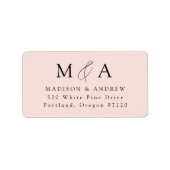 Étiquette Moderne Elegant Blush Monogram Adresse de retour (Devant)