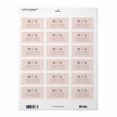 Étiquette Moderne Elegant Blush Monogram Adresse de retour (Feuille entière)