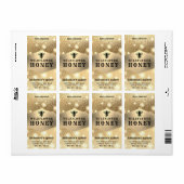 Étiquette Moderne élégant brillant or bee miel bocal étiquet (Feuille entière)