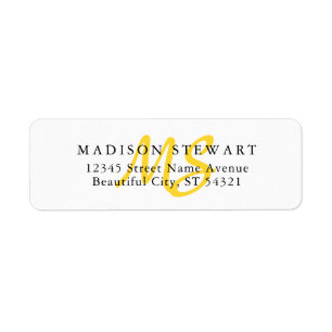 Étiquette Moderne élégant Brush Jaune clair Monogramme de sc