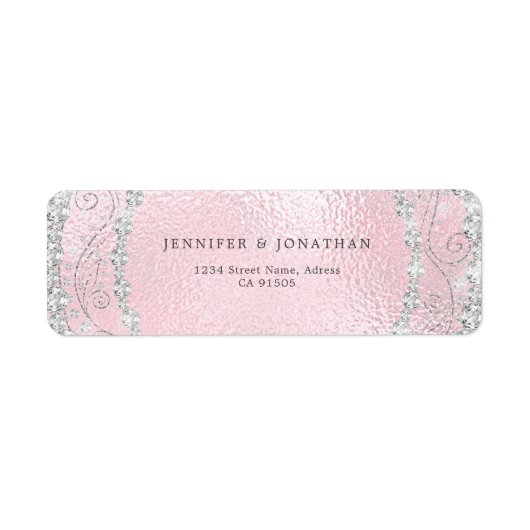 Étiquette Moderne Élégant diamant brillant Chic Rose (Devant)