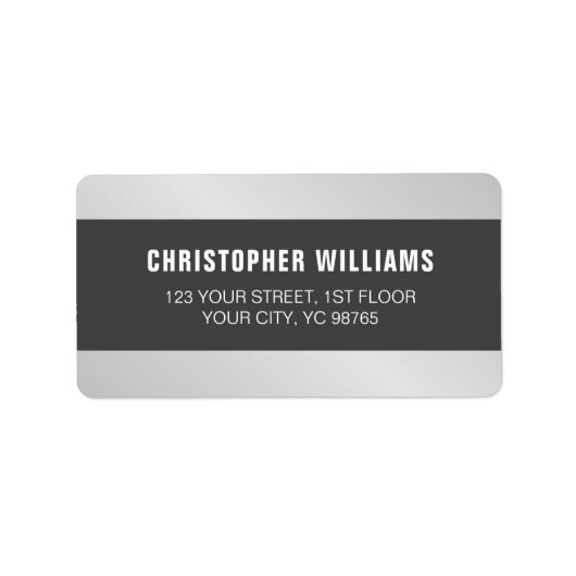 Étiquette Moderne Elégant Faux Silver Grey Blanc (Devant)