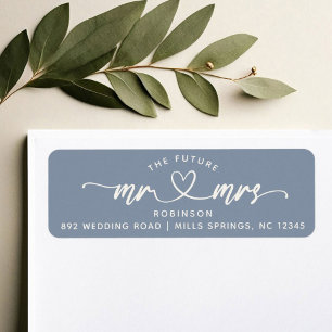 Étiquette Moderne Elegant Future MR et MRS Coeurs Script