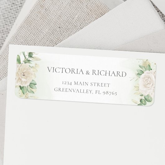 Étiquette Moderne Elégant Mariage de verdure fleurie