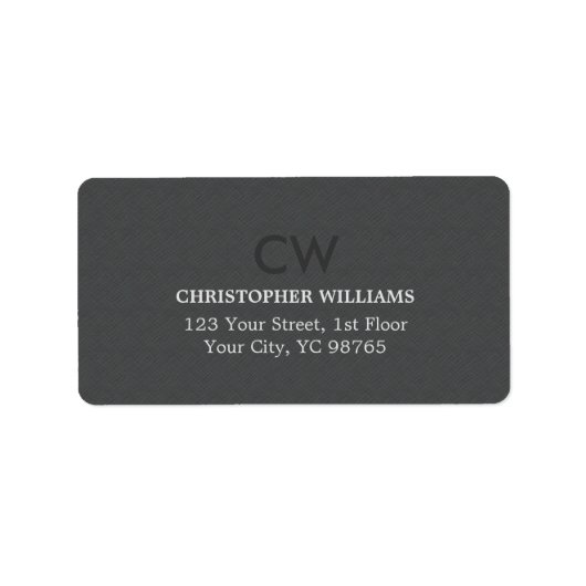 Étiquette Moderne Elégant Masculine Texture Gris Monogramme (Devant)