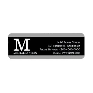 Étiquette moderne & élégant, noir & blanc, monogrammaire