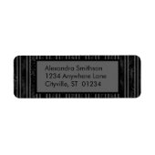 Étiquette Moderne Elégant noir et gris rayé (Devant)